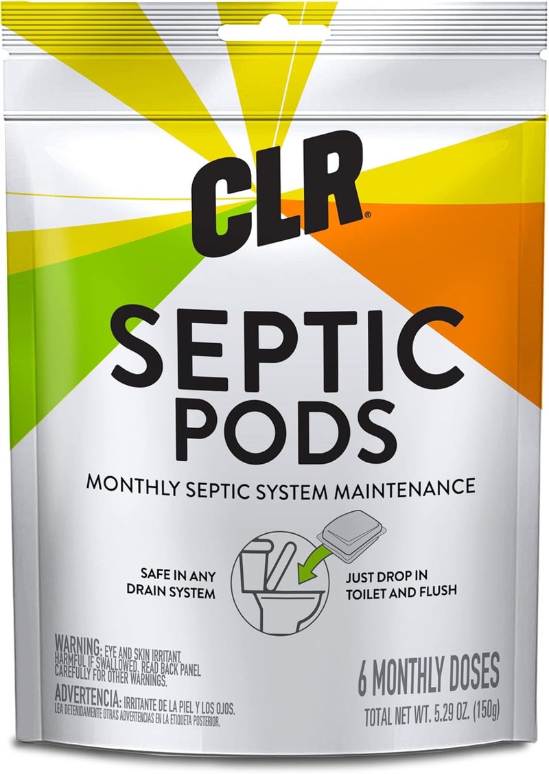 CLR Septic System Treatment Pods, Hassle-Free, Dissolvable and Easy to Flush, Formulated with Biobased Ingredients, Helps prevent Clogs and Build-up, 6 Month Supply - Image 1